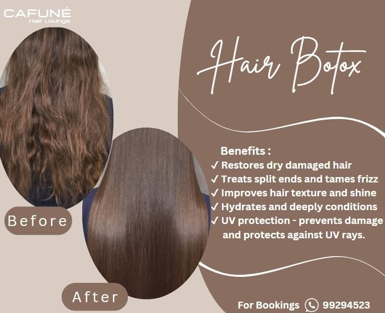Hair Botox before and after results at Cafuné Hair Lounge, Malta